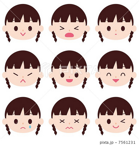小さい女の子 感情表現 表情集のイラスト素材