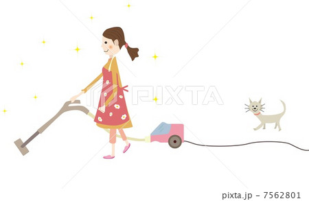 掃除機で掃除(女性) 7562801