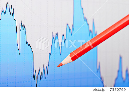 Downtrend financial chart and the red pencil. Selective focus Downtrend financial chart and the red pencil. Selective focus 7570769