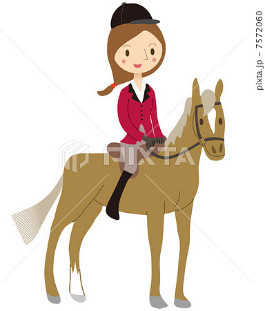 乗馬をする女性のイラスト素材