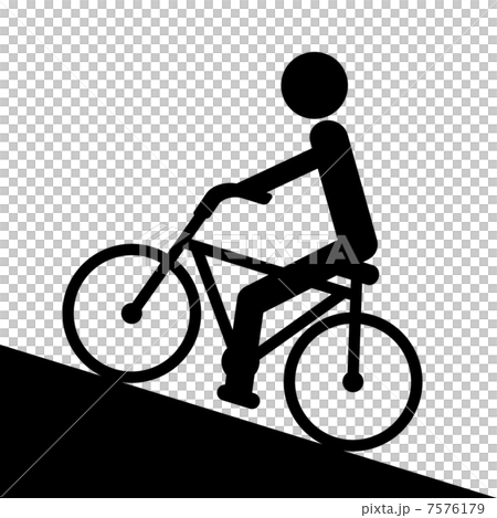 坂を上る自転車のイラスト素材