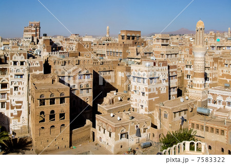 イエメン世界遺産 シバームの建築の写真素材