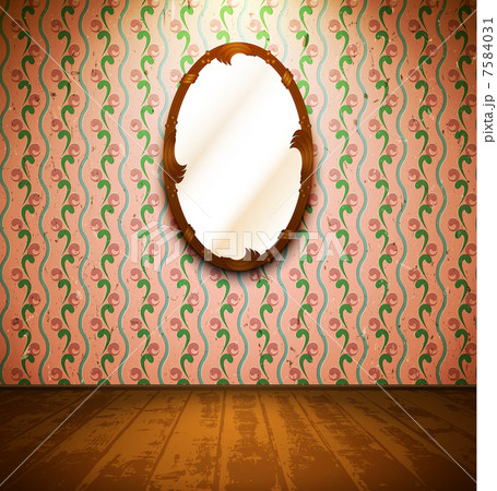 Vintage room with mirror and floral wallpaper Vintage room with mirror and floral wallpaper 7584031