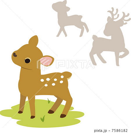 小鹿と鹿の群れのイラスト素材