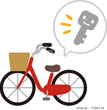 自転車と鍵のイメージのイラスト素材