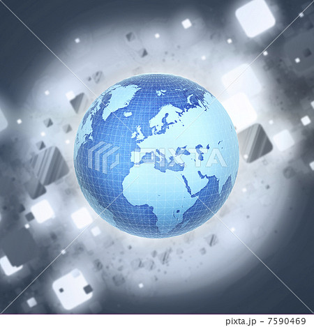 Digital globe with satellites and net 7590469