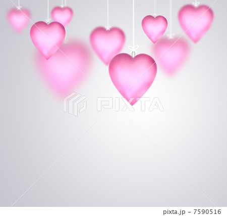 Valentine background with hanging pink glossy hearts 7590516