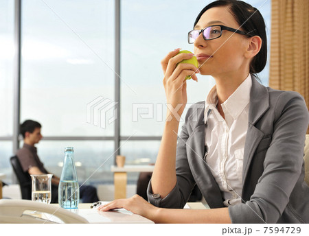 Portrait of a beautiful young businesswoman thinking. Portrait of a beautiful young businesswoman thinking. 7594729