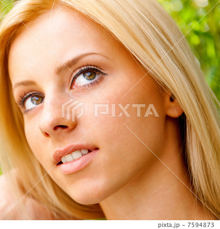 Face of the young beautiful sexy woman outdoors Face of the young beautiful sexy woman outdoors 7594873