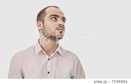 Fashion portrait of adult handsome business man looking away 7596891