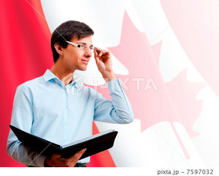 Portrait of adult man wearing formal clothes and glasses holding Portrait of adult man wearing formal clothes and glasses holding 7597032