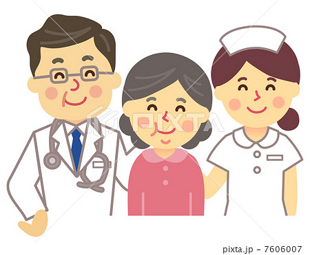 医者と患者と看護師のイラスト素材