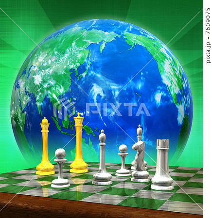 地球とチェス盤上のチェスの駒 7609075