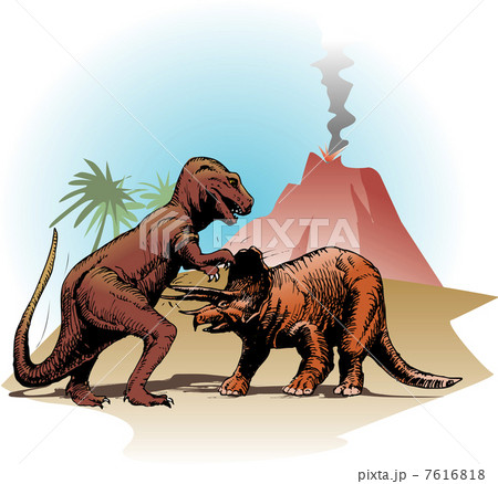 恐竜の戦いのイラスト素材