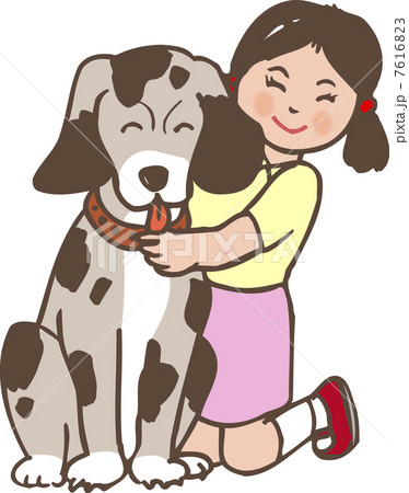 なかよしの犬と女の子 7616823