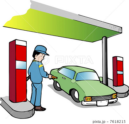 ガソリンスタンドのイラスト素材