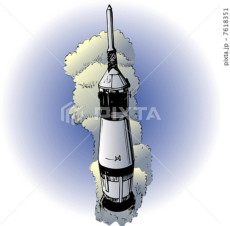 アポロ11号打ち上げのイラスト素材