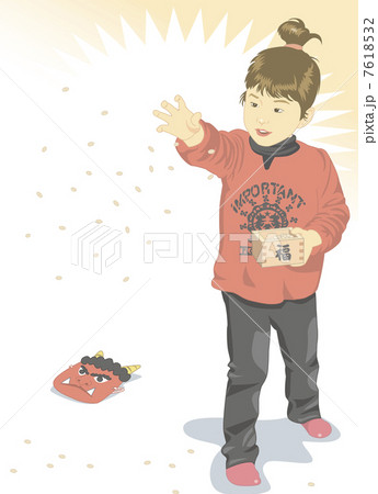 豆まきをしている女の子 7618532