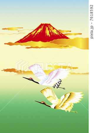 富士山と鶴 富士山と鶴 7618592