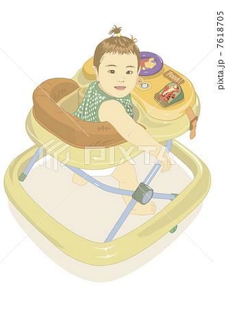 歩行器に乗る子供のイラスト素材
