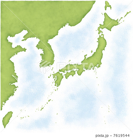 韓国 北朝鮮 台湾 中国入りの日本地図のイラスト素材 7619544 Pixta