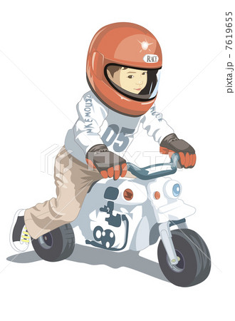 ミニバイクに乗っている子供のイラスト素材