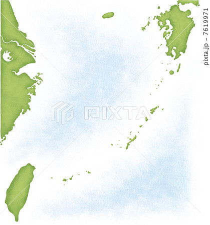 台湾 中国入りの九州 沖縄地図のイラスト素材