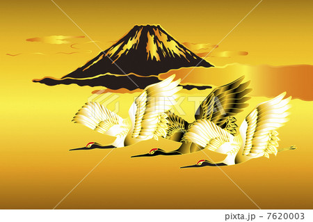 富士山と鶴 7620003