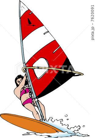 ウインドサーフィンのイラスト素材