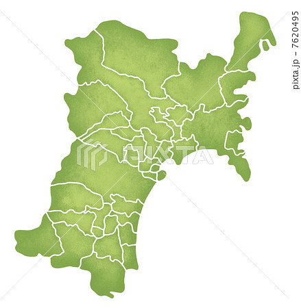 宮城県の境界線入り地図 7620495
