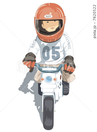 ミニバイクに乗っている子供のイラスト素材