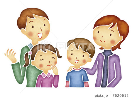 会話をする4人家族のイラスト素材