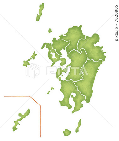 九州地方の地図のイラスト素材