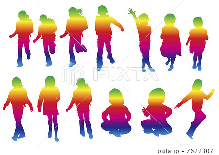 子供シルエットのイラスト素材