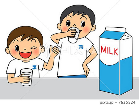牛乳を飲む子供たちのイラスト素材