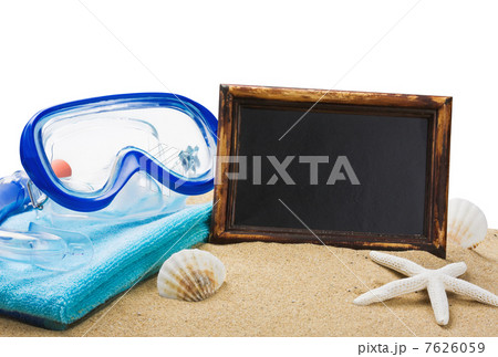 blackboard on the sand and other things for the beach 7626059