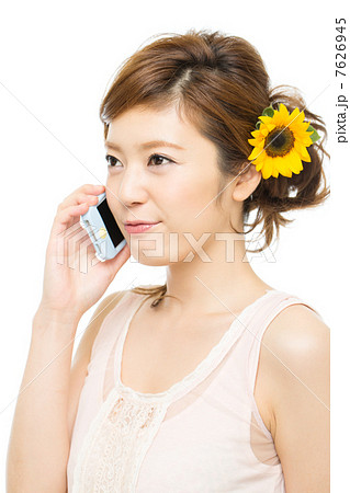向日葵と女性 7626945