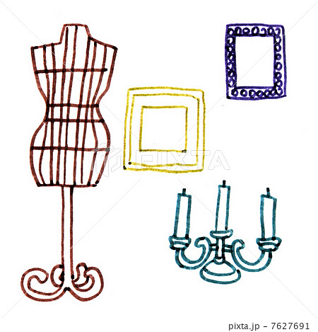 アンティークなインテリア雑貨のイラスト素材