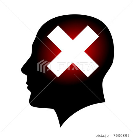 Silhouette of head with closed signのイラスト素材 [7630395] - PIXTA