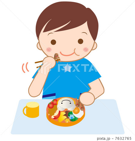 お弁当を食べる子どものイラスト素材
