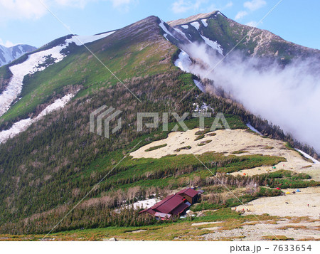 常念小屋と横通岳 7633654