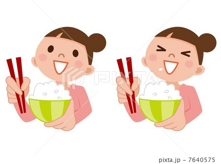 ご飯を食べる若い女性のイラスト素材 7640575 Pixta
