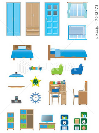 男の子の部屋 家具のイラスト素材 7642473 Pixta