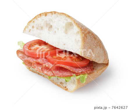 big sandwich with salami cheese and tomato big sandwich with salami cheese and tomato 7642627