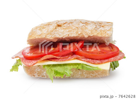 big sandwich with salami cheese and tomato big sandwich with salami cheese and tomato 7642628