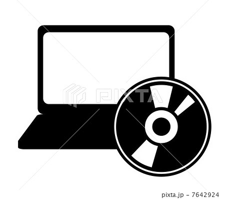 パソコンとディスクのイラスト素材