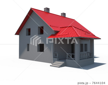 3d house on white with red roof 7644104