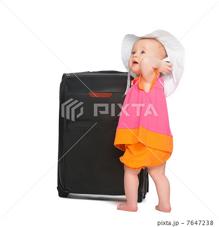 little baby girl with baggage suitcase little baby girl with baggage suitcase 7647238