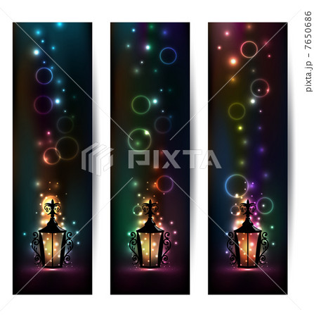Set islamic light banners with lantern 7650686