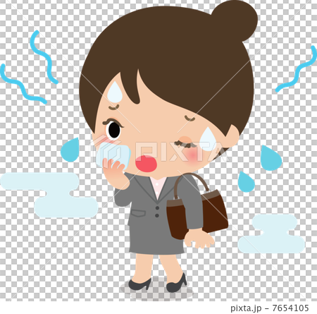A woman in a suit that sweats with sultry heat 7654105